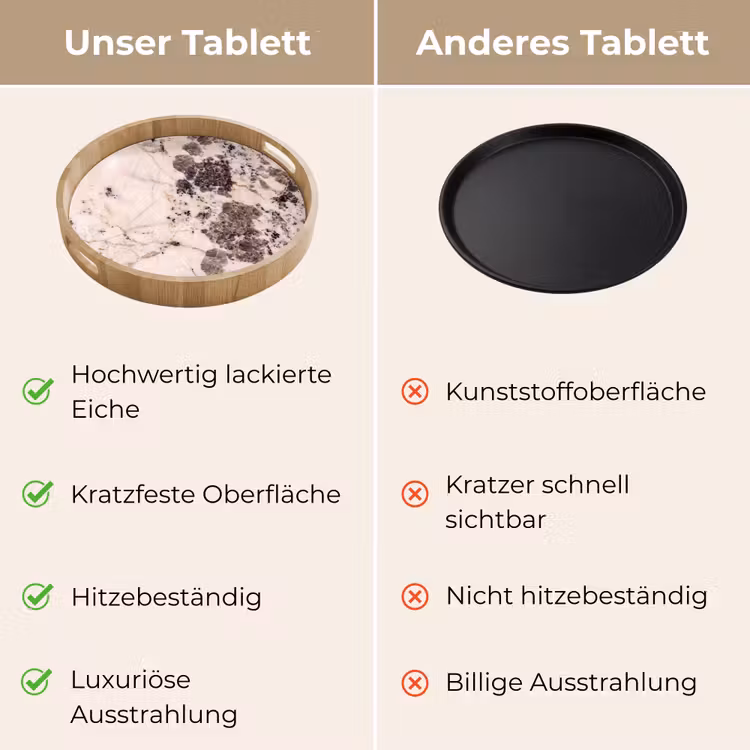 Natuursteen - Patroon - Abstract - Beige - Grijs Dienblad Rond middel -USP_VergelijkingDE