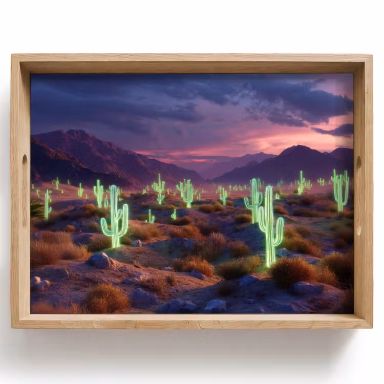 Neon cactussen - Woestijn - Zonsondergang Dienblad Rechthoek middel -z3d_shopping
