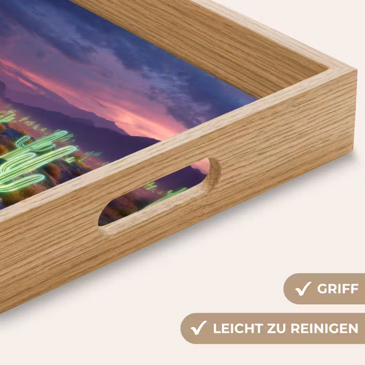 Neon cactussen - Woestijn - Zonsondergang Dienblad Rechthoek middel -USP_HandgreepDE
