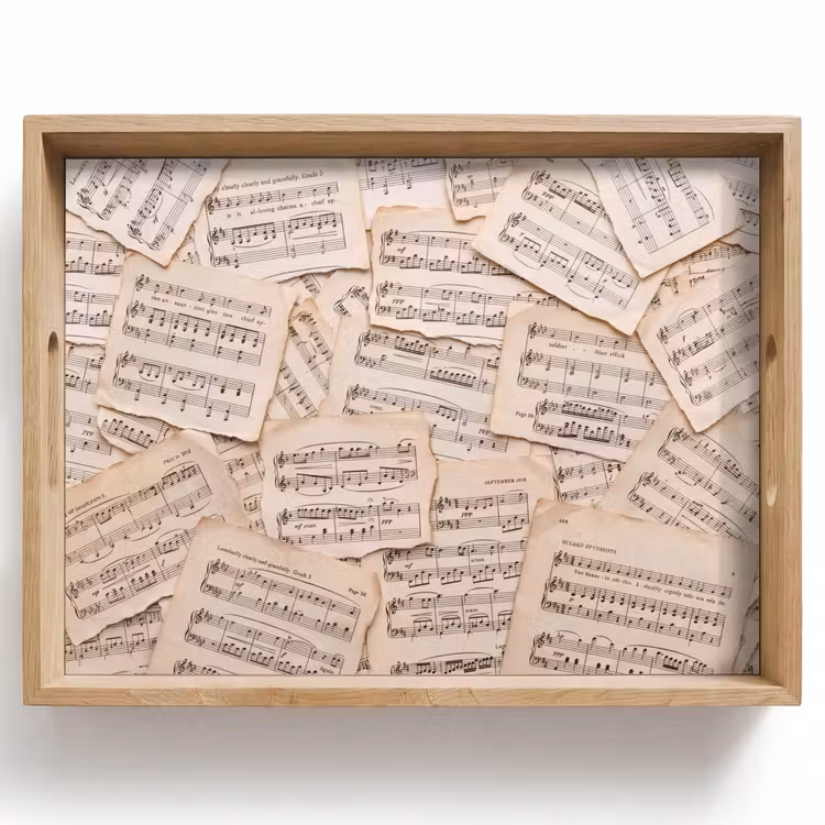 Bladmuziek - Oud - Noten - Vintage - Beige Dienblad Rechthoek middel -z3d_shopping