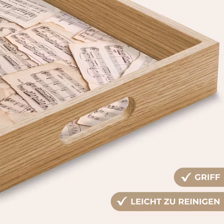 Bladmuziek - Oud - Noten - Vintage - Beige Dienblad Rechthoek middel -USP_HandgreepDE