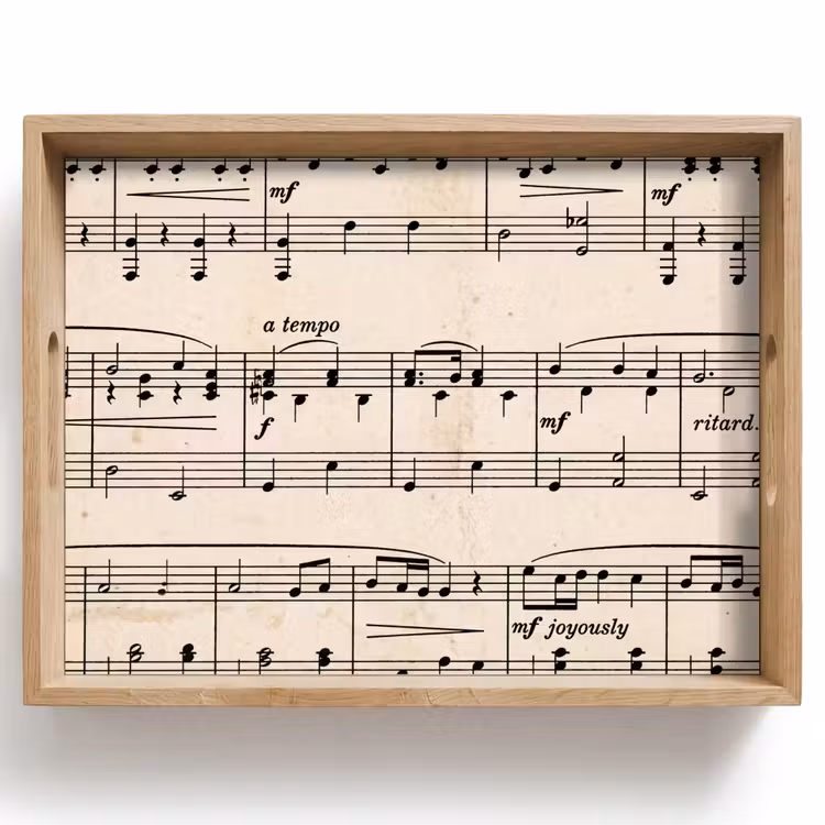 Muzieknotatie - Notenbalken - Kunst - Klassiek - Beige Dienblad Rechthoek middel -z3d_shopping