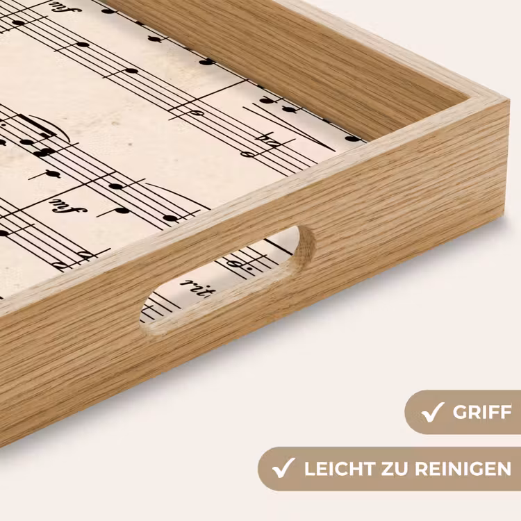 Muzieknotatie - Notenbalken - Kunst - Klassiek - Beige Dienblad Rechthoek middel -USP_HandgreepDE