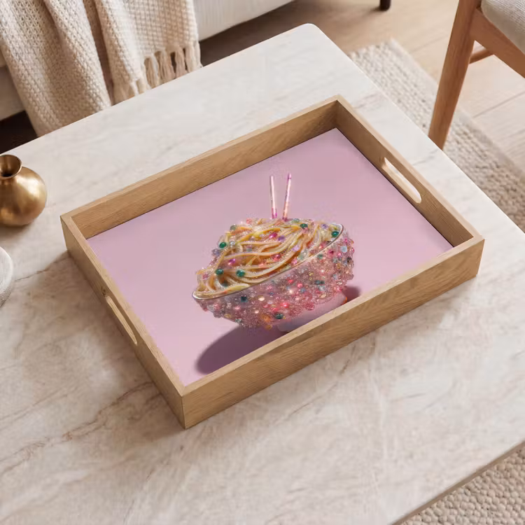Noodles - Edelstenen - Stokjes - Roze Dienblad Rechthoek middel -sfeer1