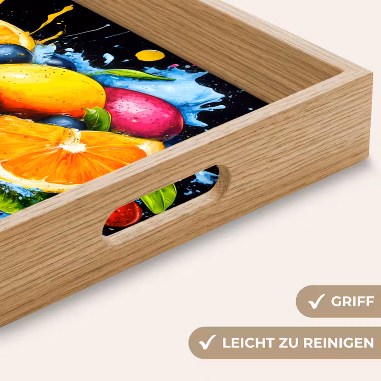 Fruit - Graffiti - Kleurrijk - Sinaasappel - Aardbei - Abstract Dienblad Rechthoek middel -USP_HandgreepDE