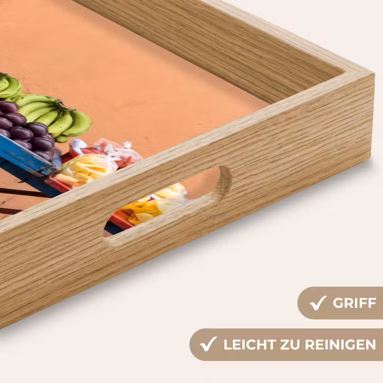 Tablett - Obst – Kar – Straße - Fruit - Kar - Straat Dienblad Rechthoek middel