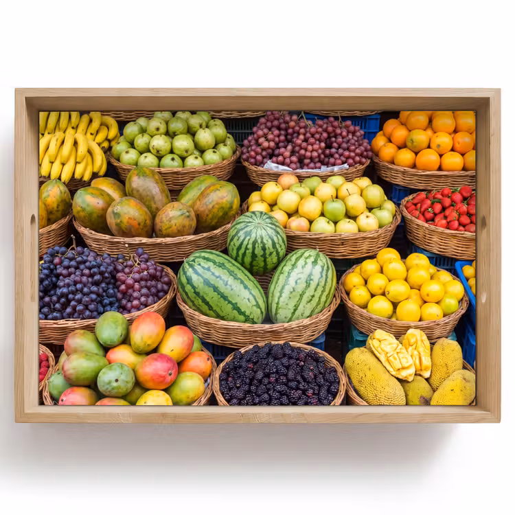 Tablett - Obst – Markt – Bunt - Fruit - Markt - Kleurrijk Dienblad Rechthoek middel