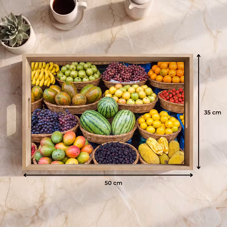 Tablett - Obst – Markt – Bunt - Fruit - Markt - Kleurrijk Dienblad Rechthoek middel