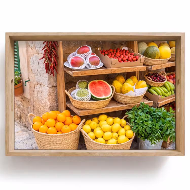 Tablett - Obst – Markt – Frisch - Fruit - Markt - Vers Dienblad Rechthoek middel