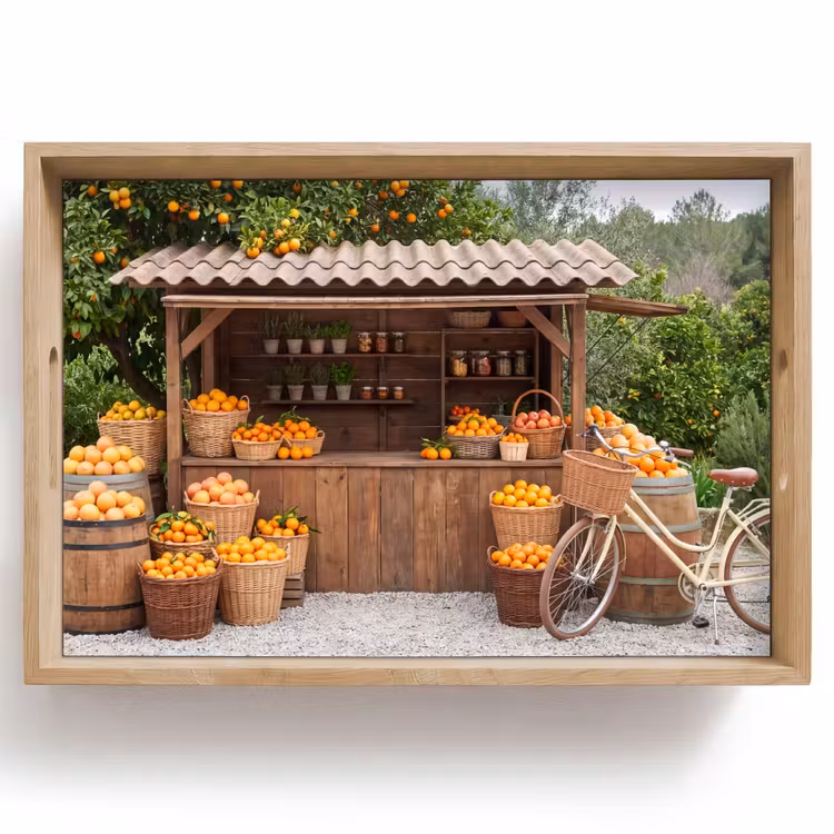 Tablett - Obst – Markt – Ländlich - Fruit - Markt - Landelijk Dienblad Rechthoek middel