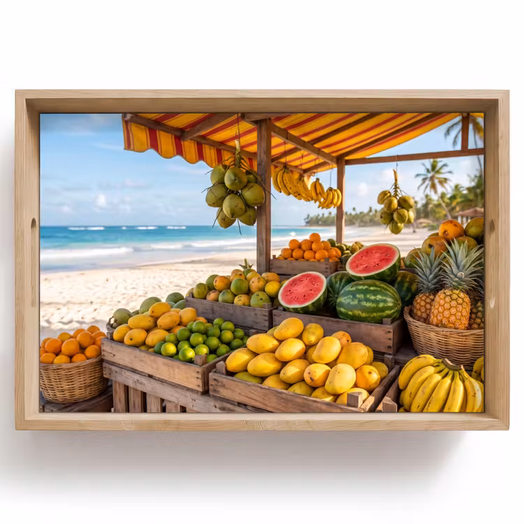 Tablett - Obst – Strand – Tropisch - Fruit - Strand - Tropisch Dienblad Rechthoek middel