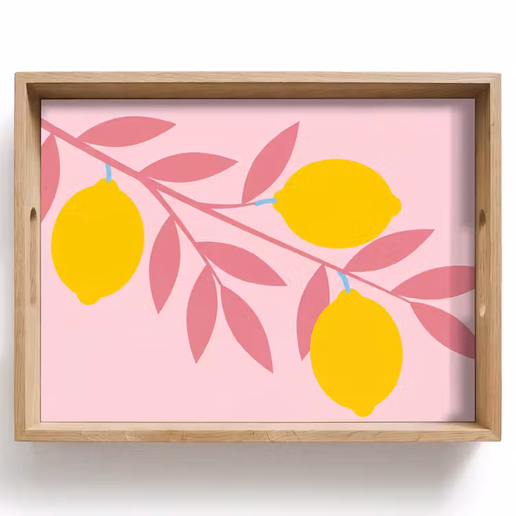 Fruit - Tak - Natuur - Abstract - Roze Dienblad Rechthoek middel -z3d_shopping