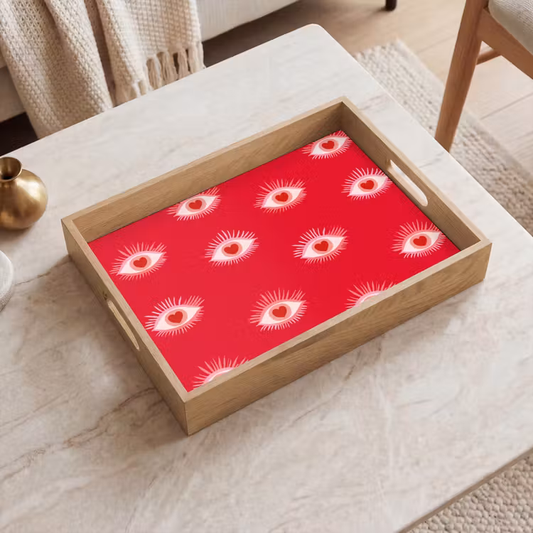 Ogen - Hart - Abstract - Rood - Roze Dienblad Rechthoek middel 911 -sfeer1