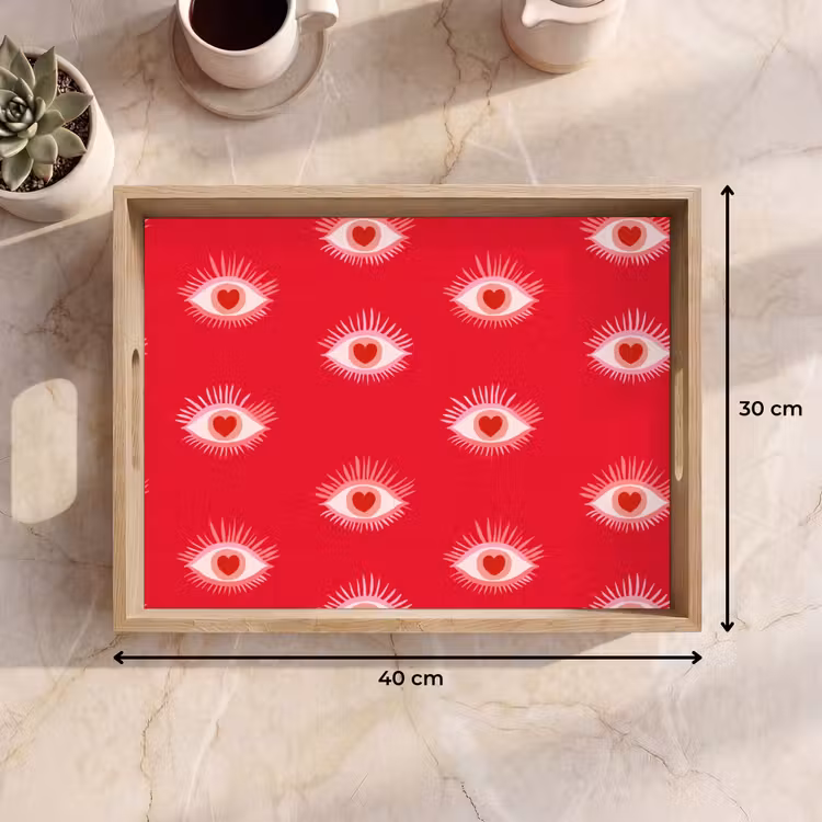 Ogen - Hart - Abstract - Rood - Roze Dienblad Rechthoek middel 911 -USP_Formaat