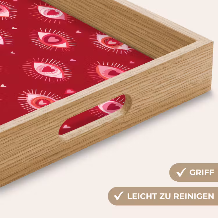Ogen - Patroon - Roze - Donkerrood Dienblad Rechthoek middel 911 -USP_HandgreepDE