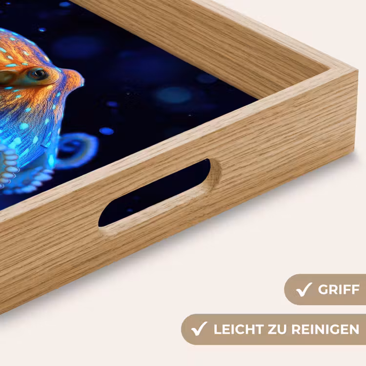 Octopus - Stippen - Blauw - Zee Dienblad Rechthoek middel -USP_HandgreepDE