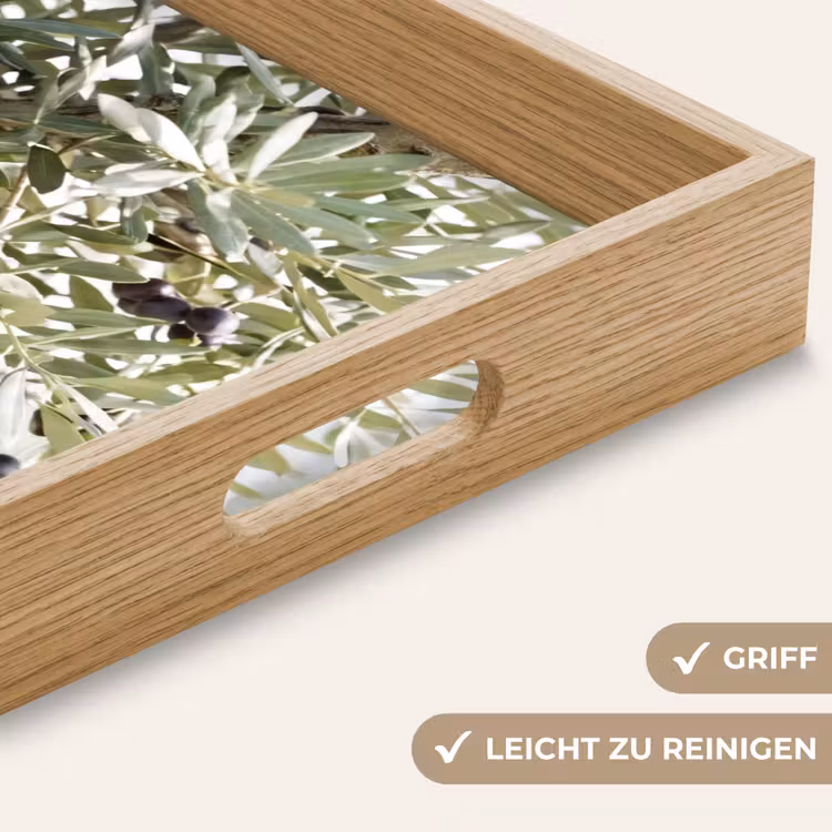Tablett - Olivenbaum – Zweig – grün - Olijfboom - tak - groen Dienblad Rechthoek middel