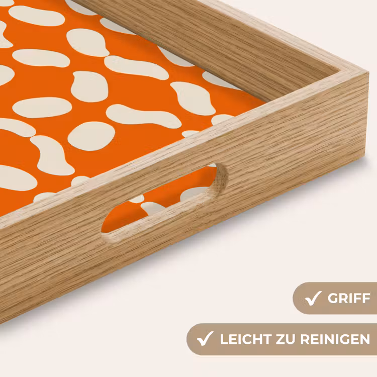 Oranje - Organische vormen - Wit Dienblad Rechthoek middel 911 -USP_HandgreepDE