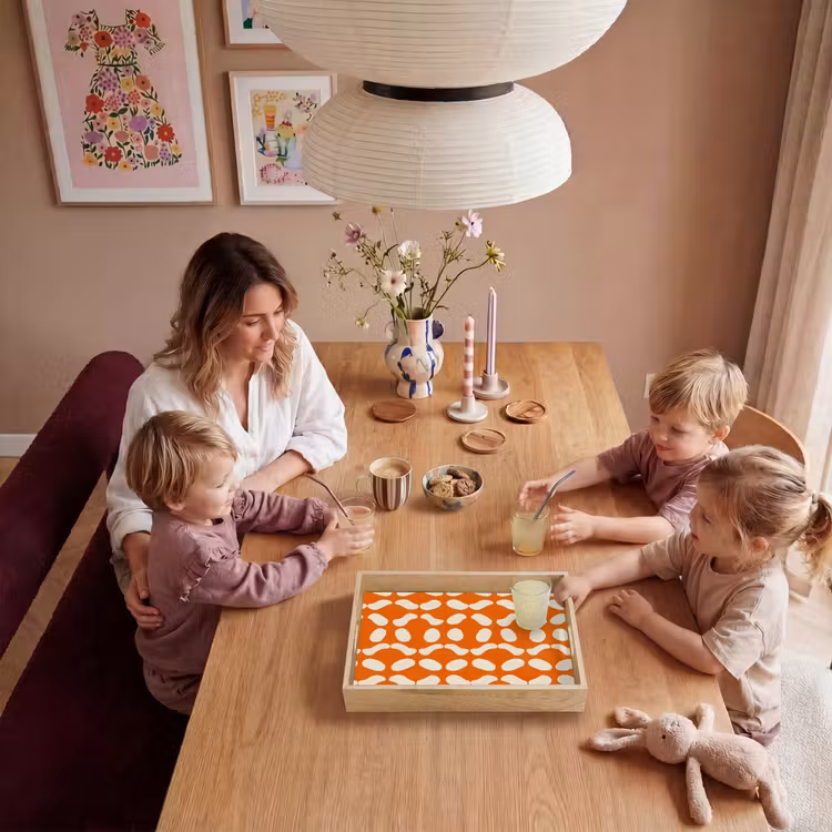Oranje - Organische vormen - Wit Dienblad Rechthoek middel 911 -sfeer4