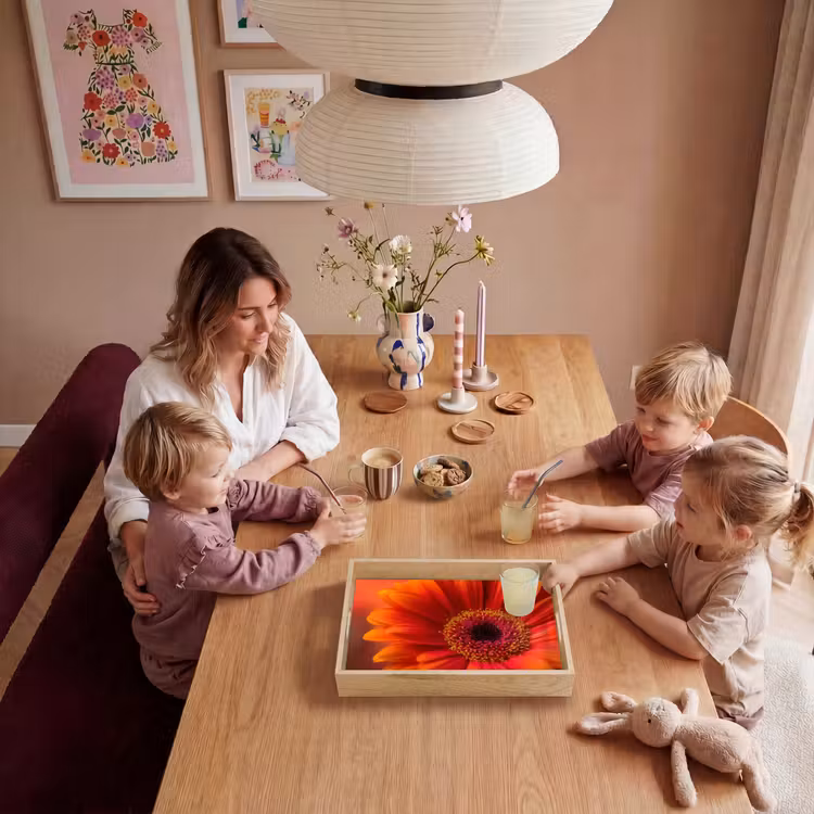 Oranje - Gerbera - Intens Dienblad Rechthoek middel -sfeer4