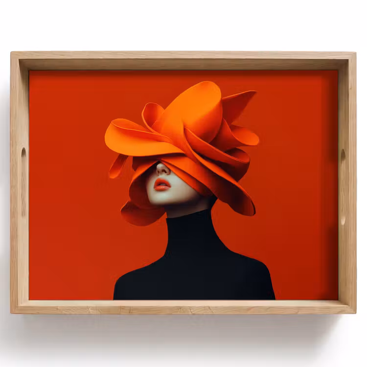 Oranje - Hoed - Vrouw Dienblad Rechthoek middel -z3d_shopping