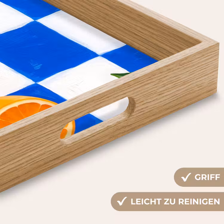 Tablett - Orange – Kariert – Essen - Sinaasappel - Geruit - Eten Dienblad Rechthoek middel