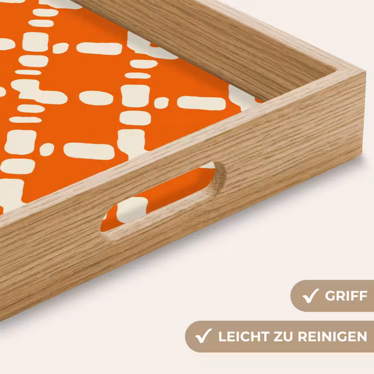 Oranje - Ruitpatroon - Wit Dienblad Rechthoek middel 911 -USP_HandgreepDE