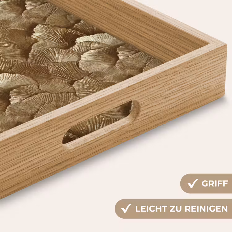 Organisch - Patroon - Bladeren - Goud Dienblad Rechthoek middel 911 -USP_HandgreepDE