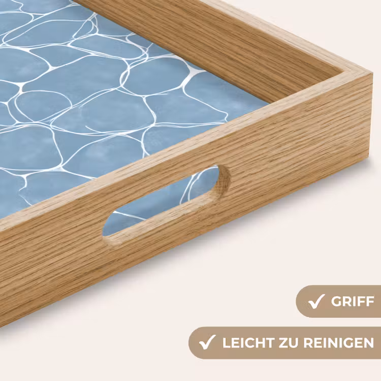 Organisch - Patroon - Blauw Dienblad Rechthoek middel 911 -USP_HandgreepDE