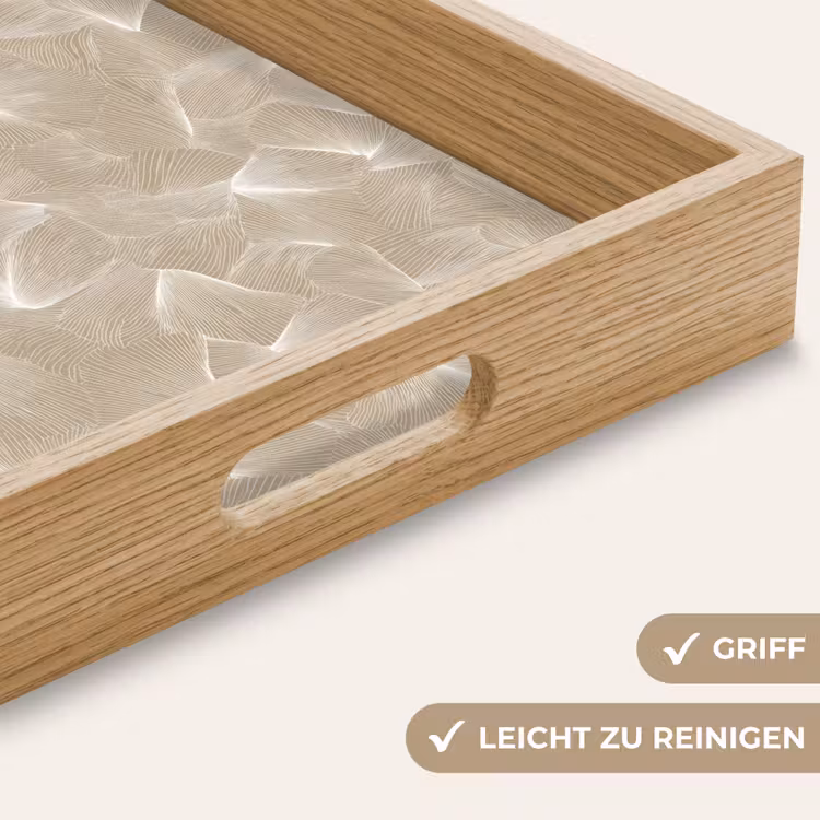 Organisch - Textuur - Beige Dienblad Rechthoek middel 911 -USP_HandgreepDE