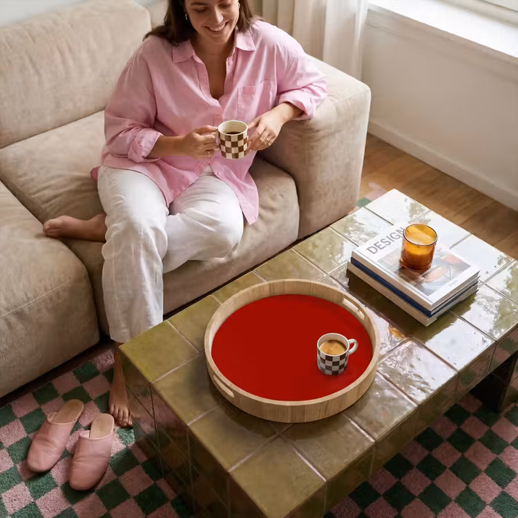 Oxblood - Maroon - Rood Dienblad Rond middel 914 -sfeer3