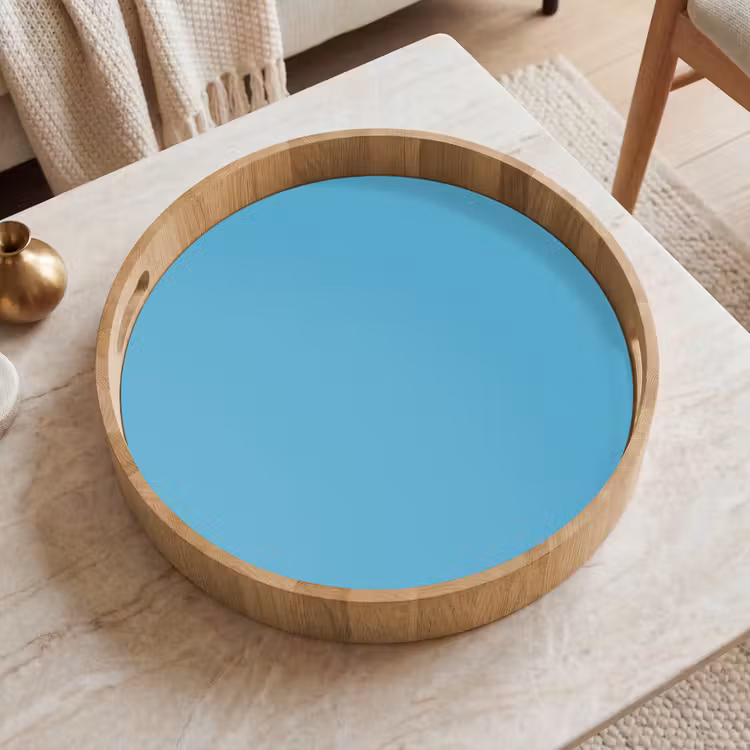 Ocean - Teal - Blauw Dienblad Rond middel 914 -sfeer1