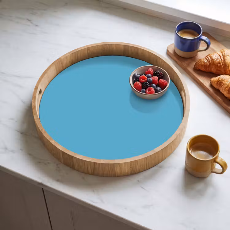 Ocean - Teal - Blauw Dienblad Rond middel 914 -sfeer2