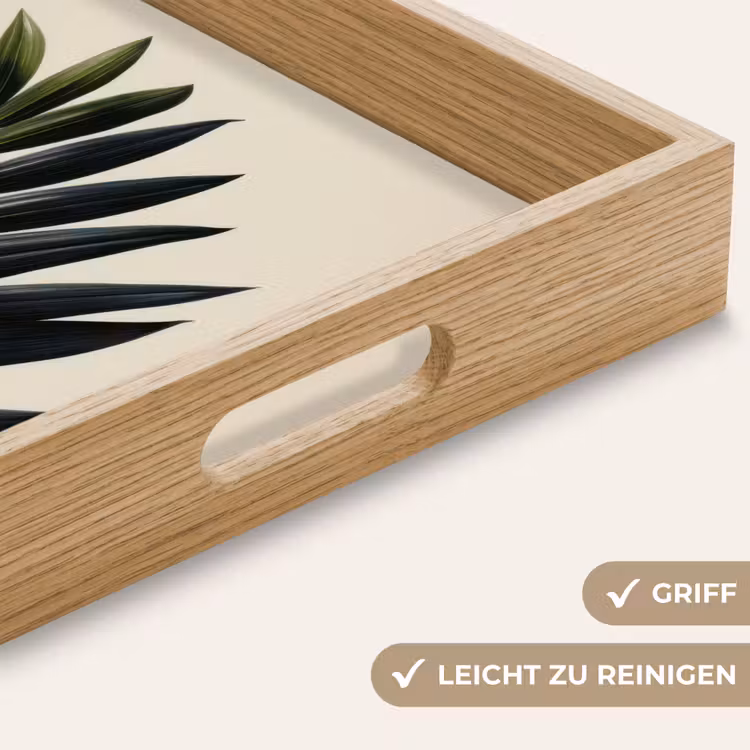 Palmblad - Donkere bladen - Subtiel Dienblad Rechthoek middel -USP_HandgreepDE