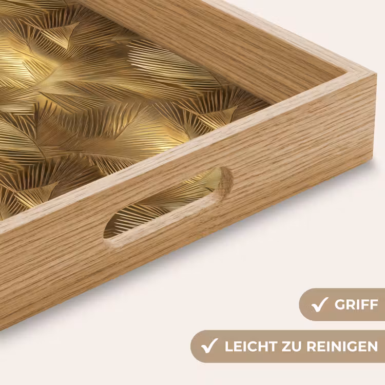 Palm - Waaier - Goud Dienblad Rechthoek middel 911 -USP_HandgreepDE