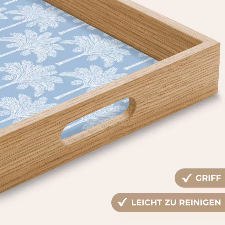 Palmboom - Modern - Blauw Dienblad Rechthoek middel 911 -USP_HandgreepDE