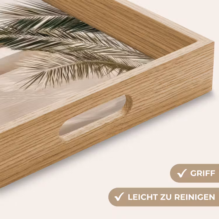Palmboom - Schaduw - Trap - Beige Dienblad Rechthoek middel -USP_HandgreepDE