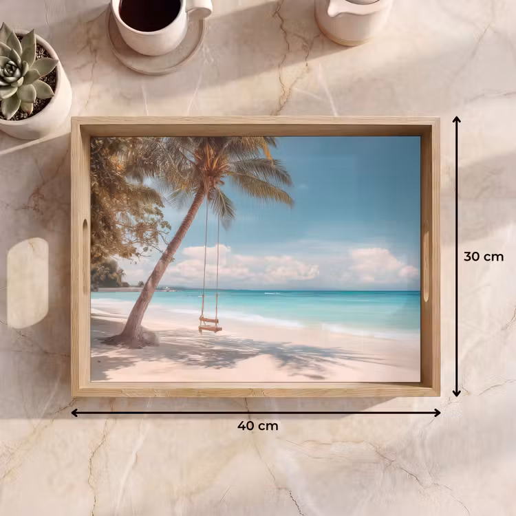 Palmboom - Schommel - Strand - Lucht Dienblad Rechthoek middel -USP_Formaat