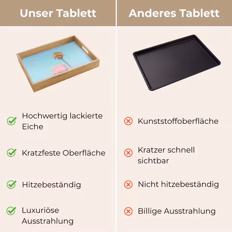 Palmboom - Strandhuis - Roze Dienblad Rechthoek middel -USP_VergelijkingDE