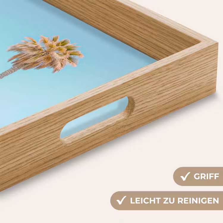 Palmboom - Strandhuis - Roze Dienblad Rechthoek middel -USP_HandgreepDE