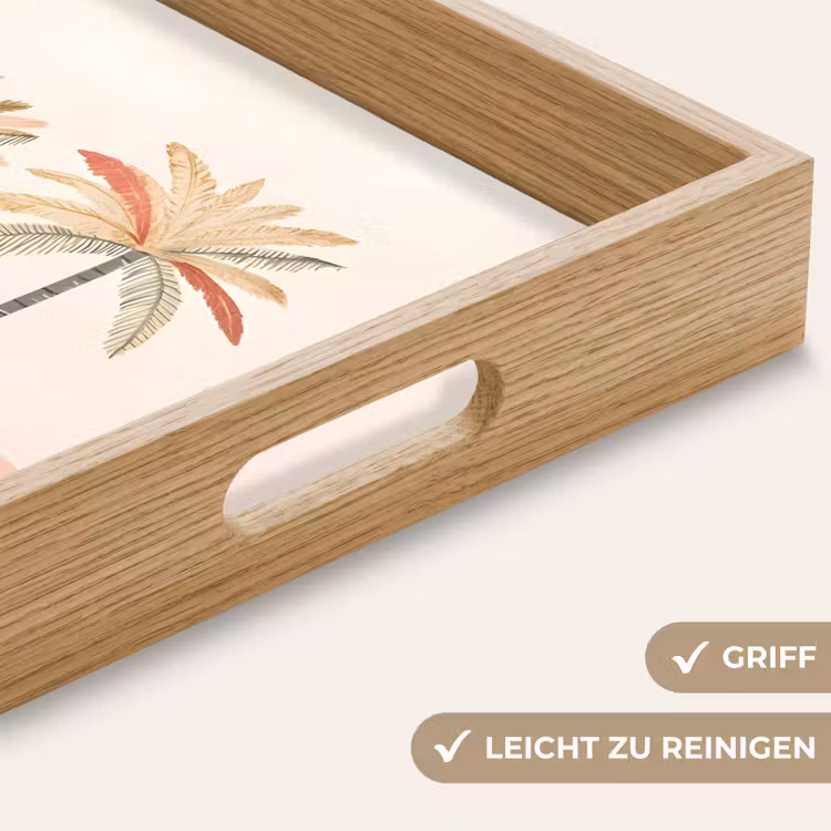 Palmbomen - Heuvels - Minimalistisch - Zachtroze Dienblad Rechthoek middel -USP_HandgreepDE