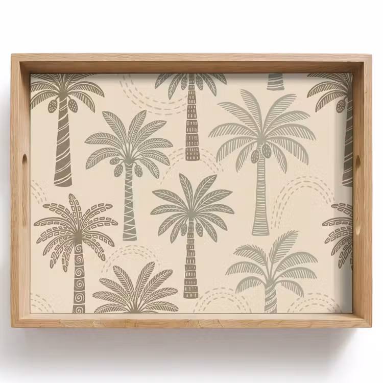 Palmbomen - Patroon - Tropisch - Beige Dienblad Rechthoek middel -z3d_shopping