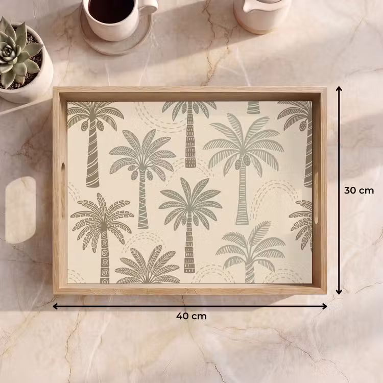 Palmbomen - Patroon - Tropisch - Beige Dienblad Rechthoek middel -USP_Formaat
