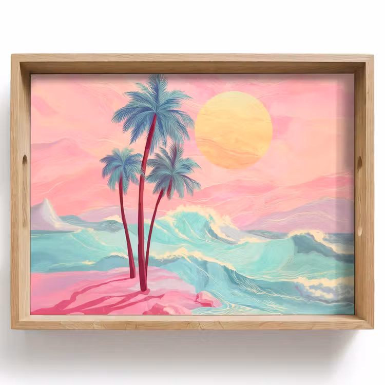 Palmbomen - Golven - Zee Dienblad Rechthoek middel -z3d_shopping