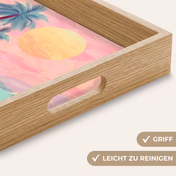 Palmbomen - Golven - Zee Dienblad Rechthoek middel -USP_HandgreepDE