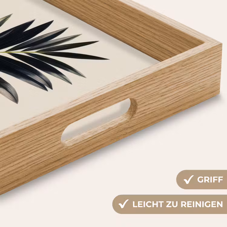 Palmblad - Subtiel - Groen - beige Dienblad Rechthoek middel -USP_HandgreepDE