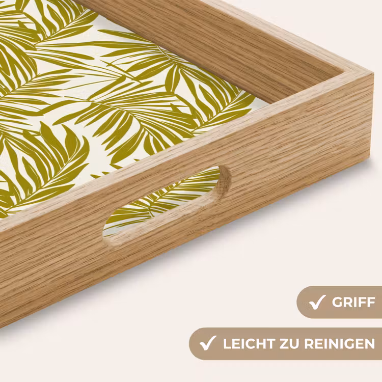 Palmblad - Patroon - Groen Dienblad Rechthoek middel 911 -USP_HandgreepDE