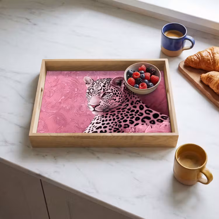 Panter - Luxe - Roze Dienblad Rechthoek middel -sfeer2