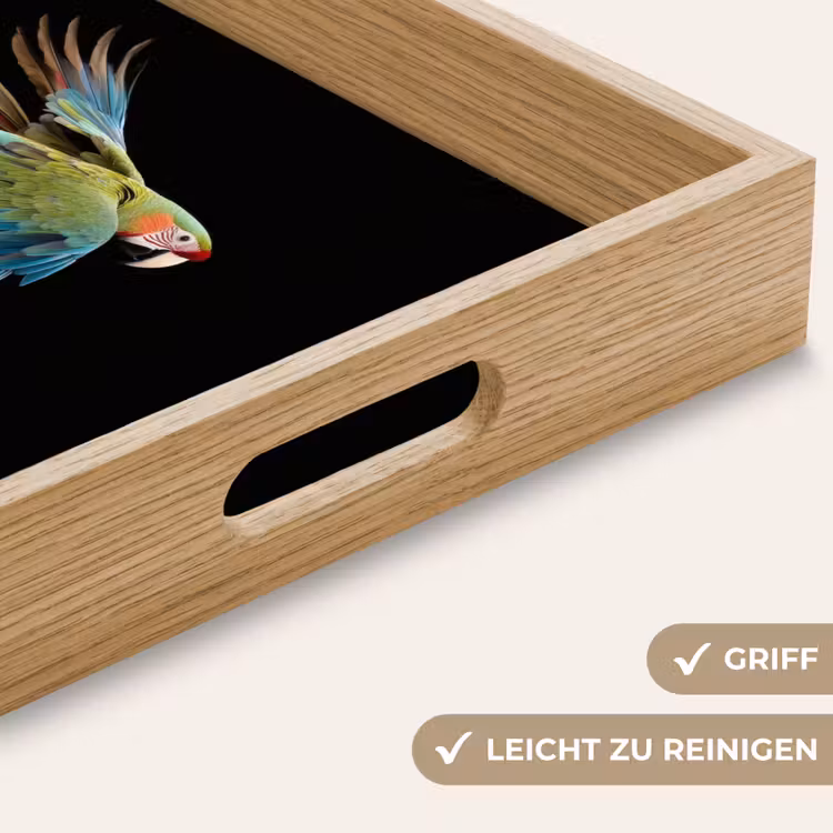 Papegaai - Kleurrijk - Vleugels - Sierlijk Dienblad Rechthoek middel -USP_HandgreepDE