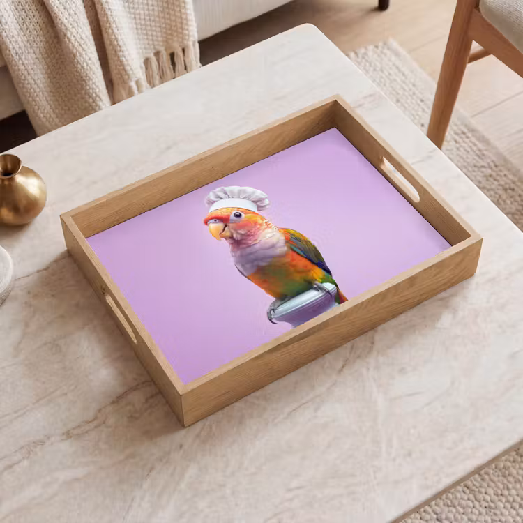 Papegaai - Koksmuts - Pilaar - Vogel Dienblad Rechthoek middel -sfeer1